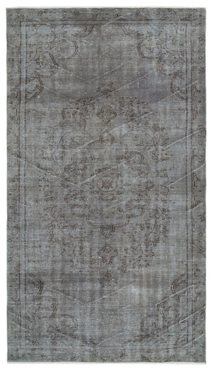 Gray Over Dyed Vintage Rug 5'5'' x 9'8'' ft 164 x 295 cm