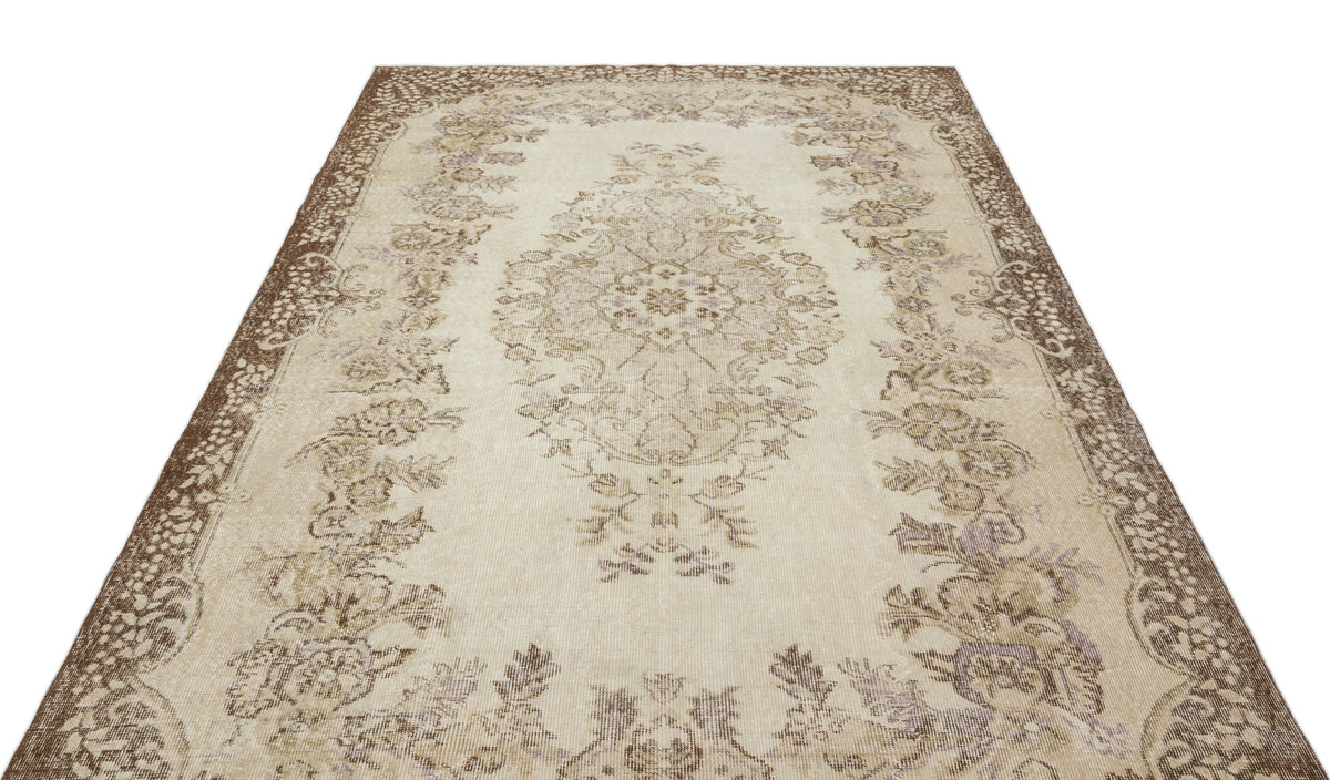 Beige Over Dyed Vintage Rug 6&#39;1&#39;&#39; x 9&#39;3&#39;&#39; ft 185 x 282 cm