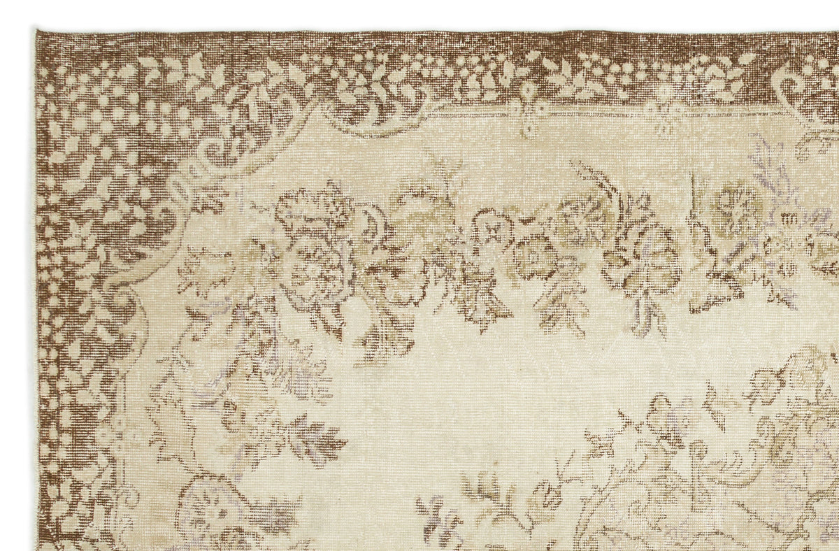 Beige Over Dyed Vintage Rug 6&#39;1&#39;&#39; x 9&#39;3&#39;&#39; ft 185 x 282 cm