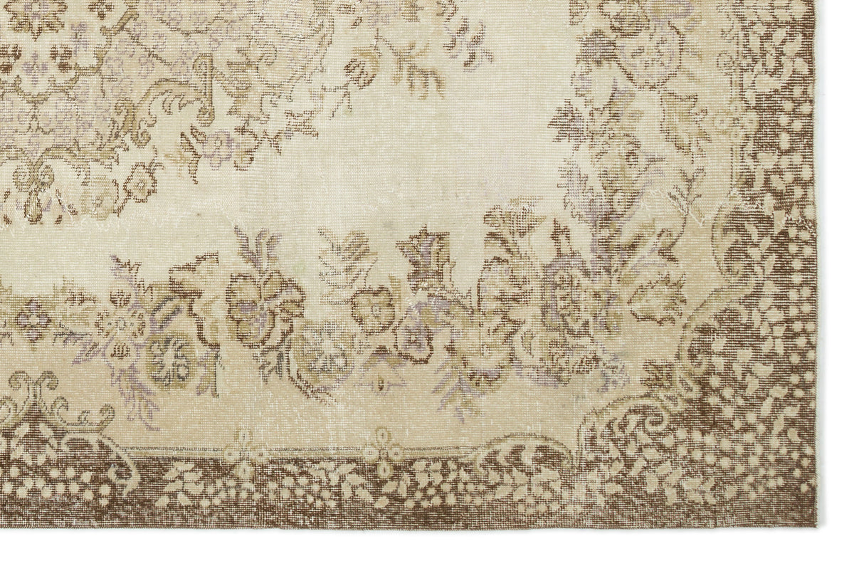 Beige Over Dyed Vintage Rug 6&#39;1&#39;&#39; x 9&#39;3&#39;&#39; ft 185 x 282 cm