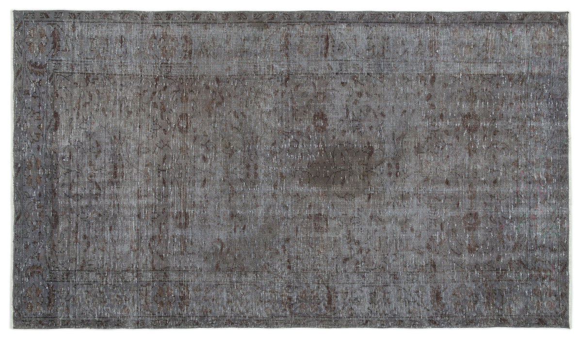 Gray Over Dyed Vintage Rug 5&#39;2&#39;&#39; x 8&#39;10&#39;&#39; ft 158 x 270 cm