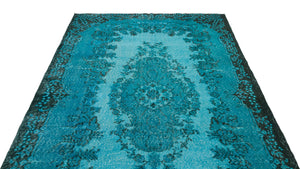 Turquoise  Over Dyed Vintage Rug 5'10'' x 9'11'' ft 177 x 303 cm