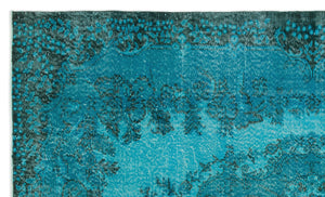 Turquoise  Over Dyed Vintage Rug 5'10'' x 9'11'' ft 177 x 303 cm