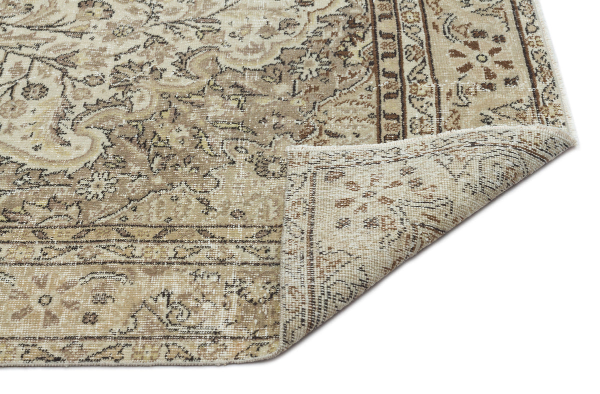 Beige Over Dyed Vintage Rug 6&#39;1&#39;&#39; x 9&#39;2&#39;&#39; ft 185 x 280 cm
