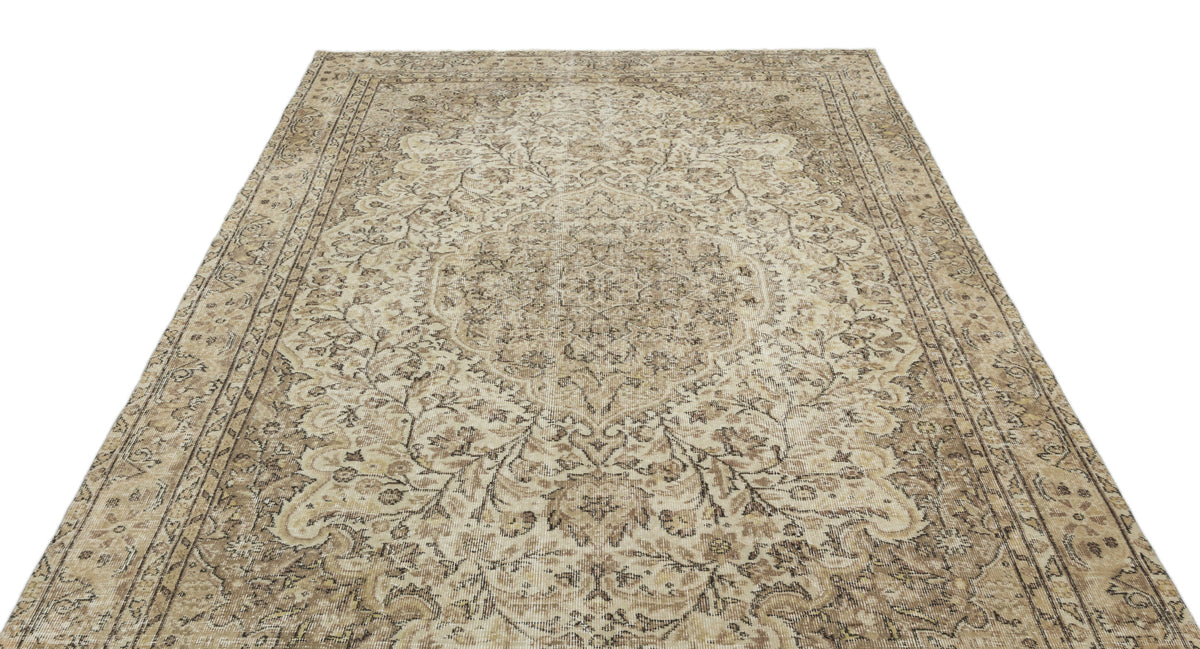 Beige Over Dyed Vintage Rug 6&#39;1&#39;&#39; x 9&#39;2&#39;&#39; ft 185 x 280 cm