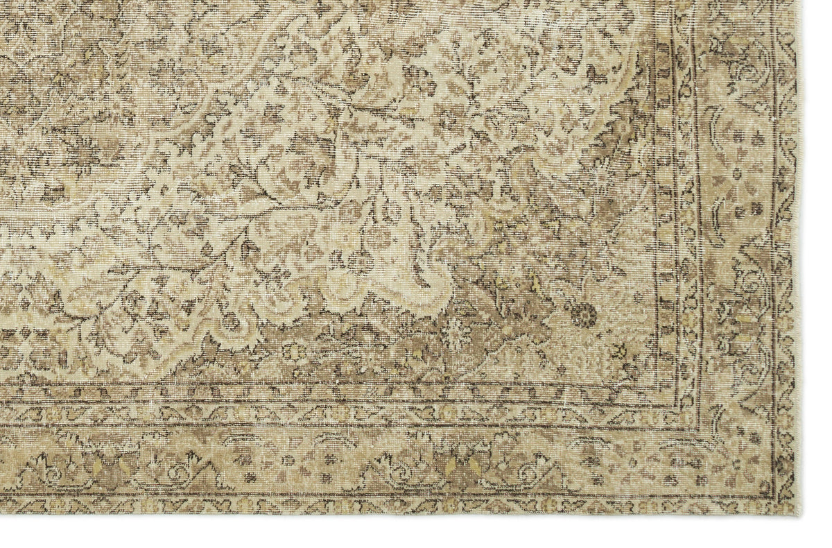 Beige Over Dyed Vintage Rug 6&#39;1&#39;&#39; x 9&#39;2&#39;&#39; ft 185 x 280 cm