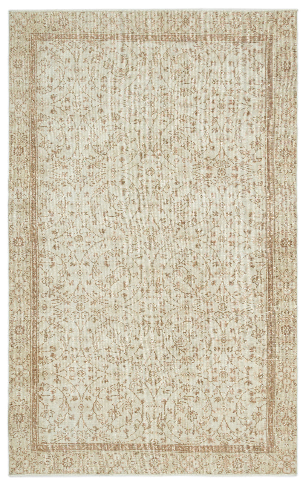 Beige Over Dyed Vintage Rug 5'7'' x 9'3'' ft 170 x 281 cm