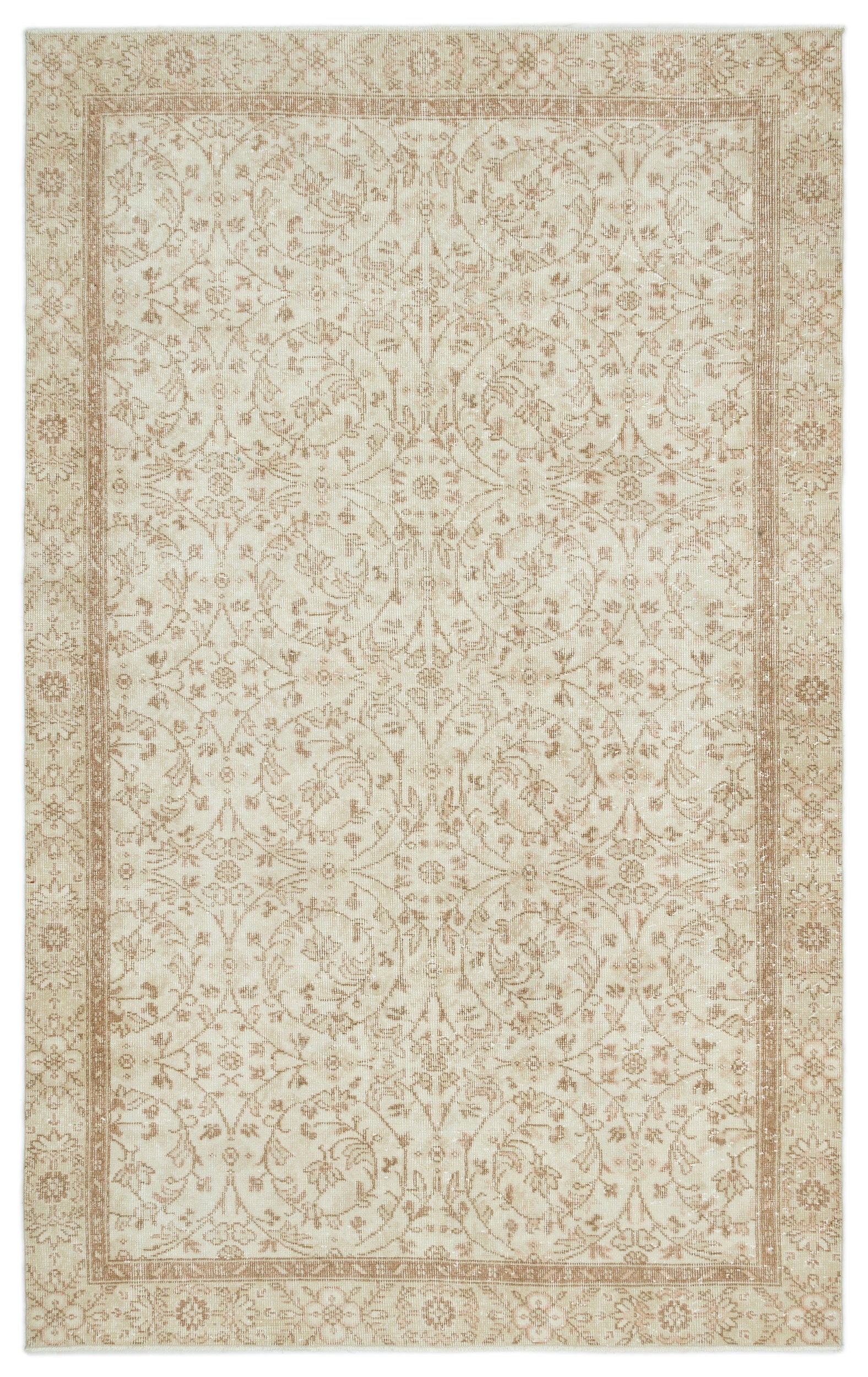 Beige Over Dyed Vintage Rug 5'7'' x 9'3'' ft 170 x 281 cm
