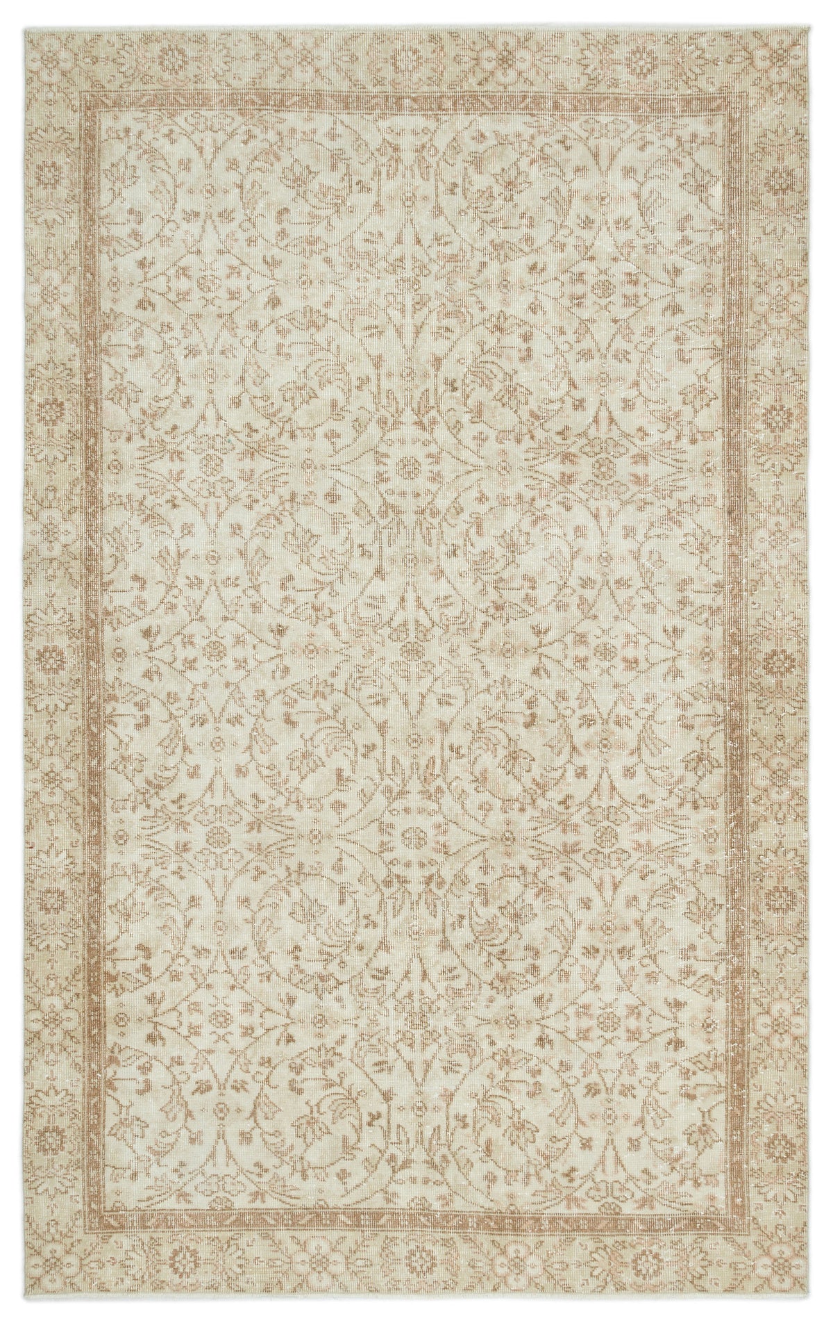 Beige Over Dyed Vintage Rug 5&#39;7&#39;&#39; x 9&#39;3&#39;&#39; ft 170 x 281 cm
