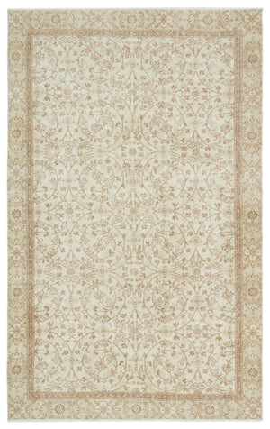 Beige Over Dyed Vintage Rug 5'7'' x 9'3'' ft 170 x 281 cm
