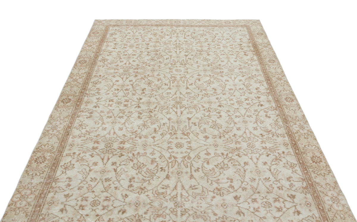 Beige Over Dyed Vintage Rug 5&#39;7&#39;&#39; x 9&#39;3&#39;&#39; ft 170 x 281 cm