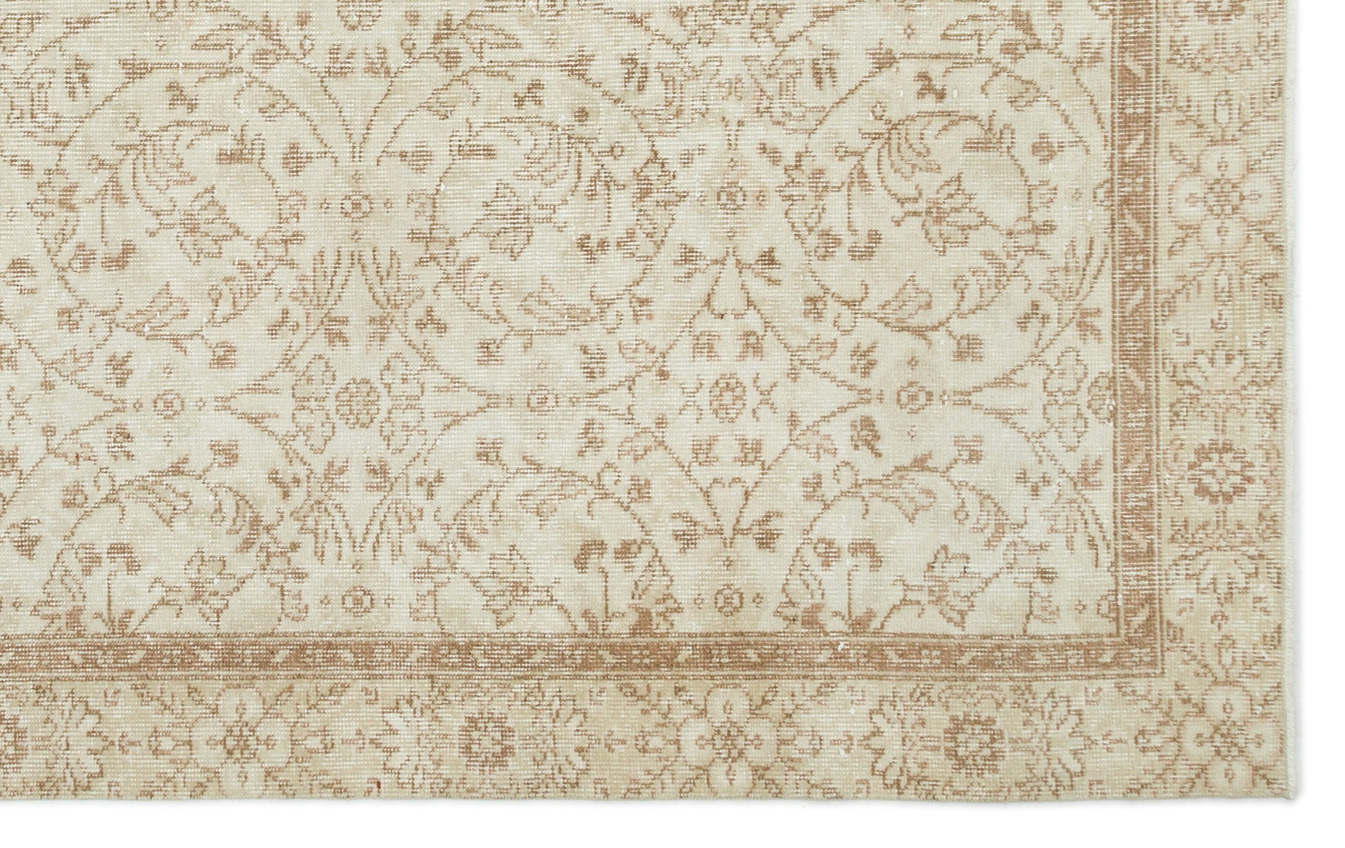 Beige Over Dyed Vintage Rug 5'7'' x 9'3'' ft 170 x 281 cm