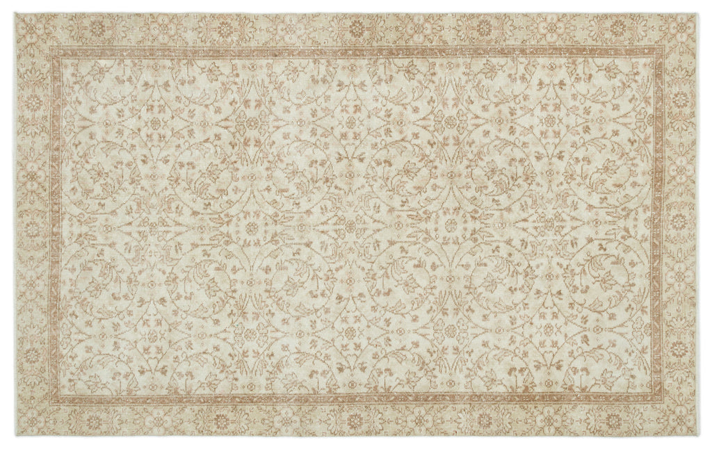 Beige Over Dyed Vintage Rug 5'7'' x 9'3'' ft 170 x 281 cm