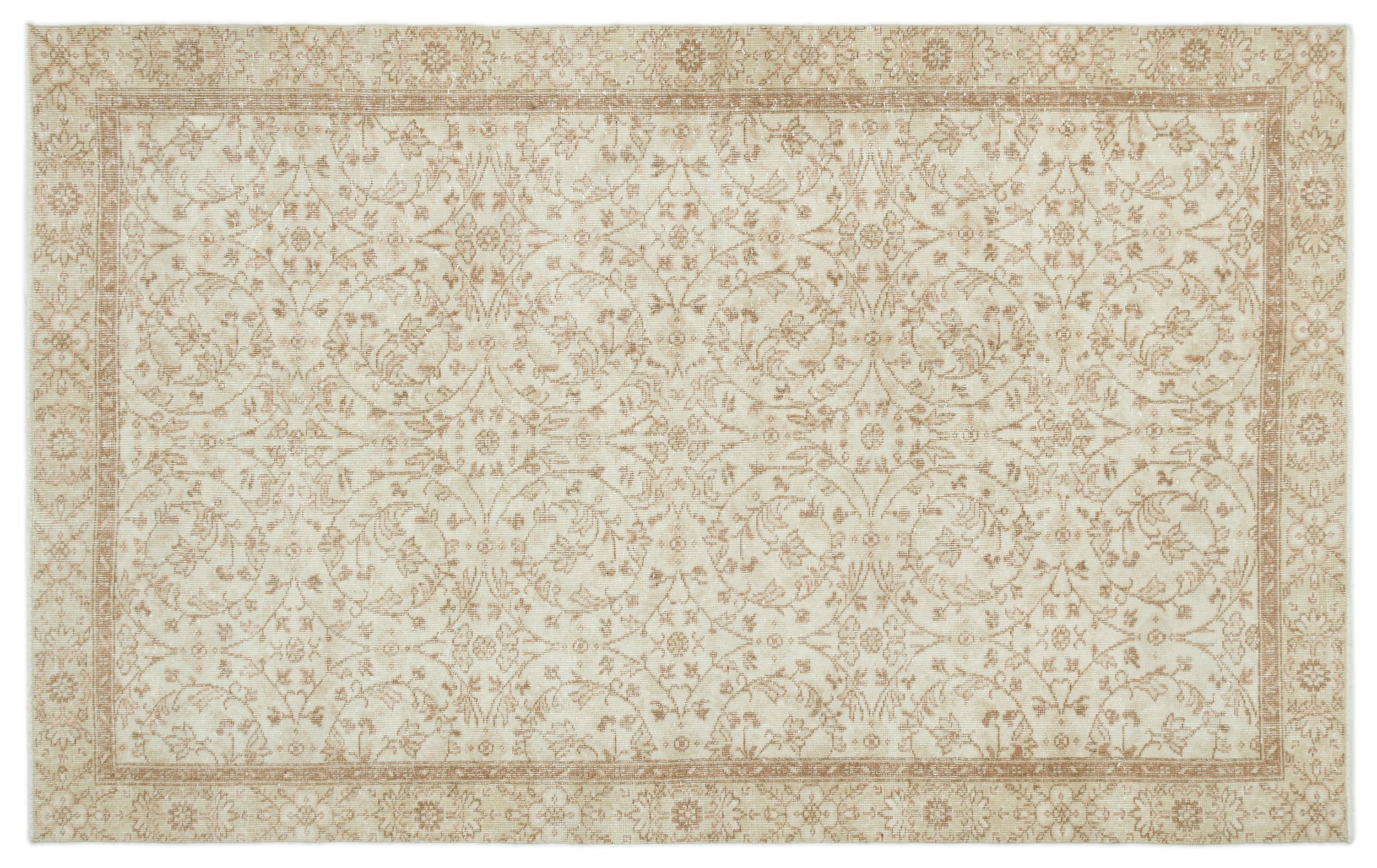 Beige Over Dyed Vintage Rug 5'7'' x 9'3'' ft 170 x 281 cm