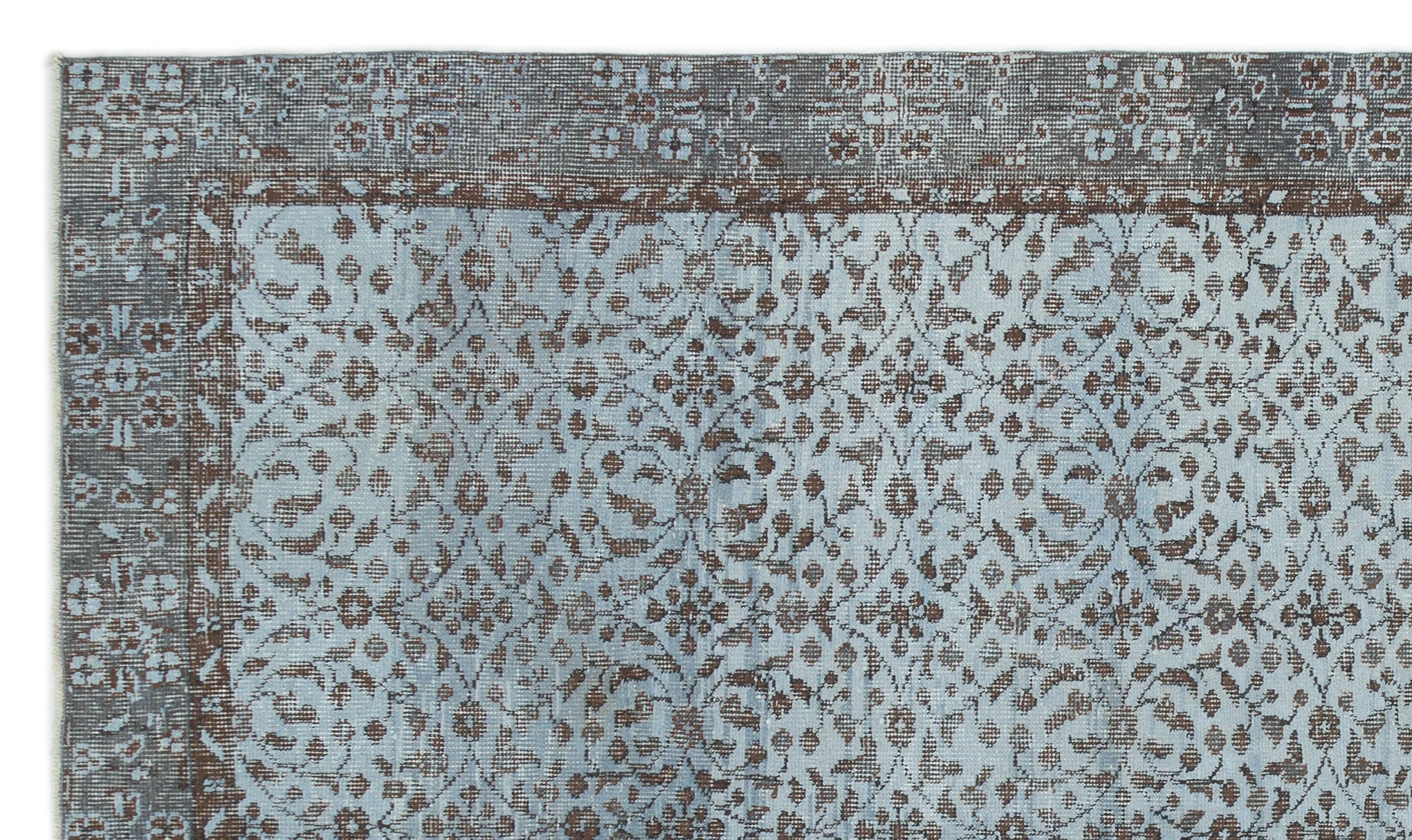 Blue Over Dyed Vintage Rug 5'6'' x 9'5'' ft 168 x 288 cm