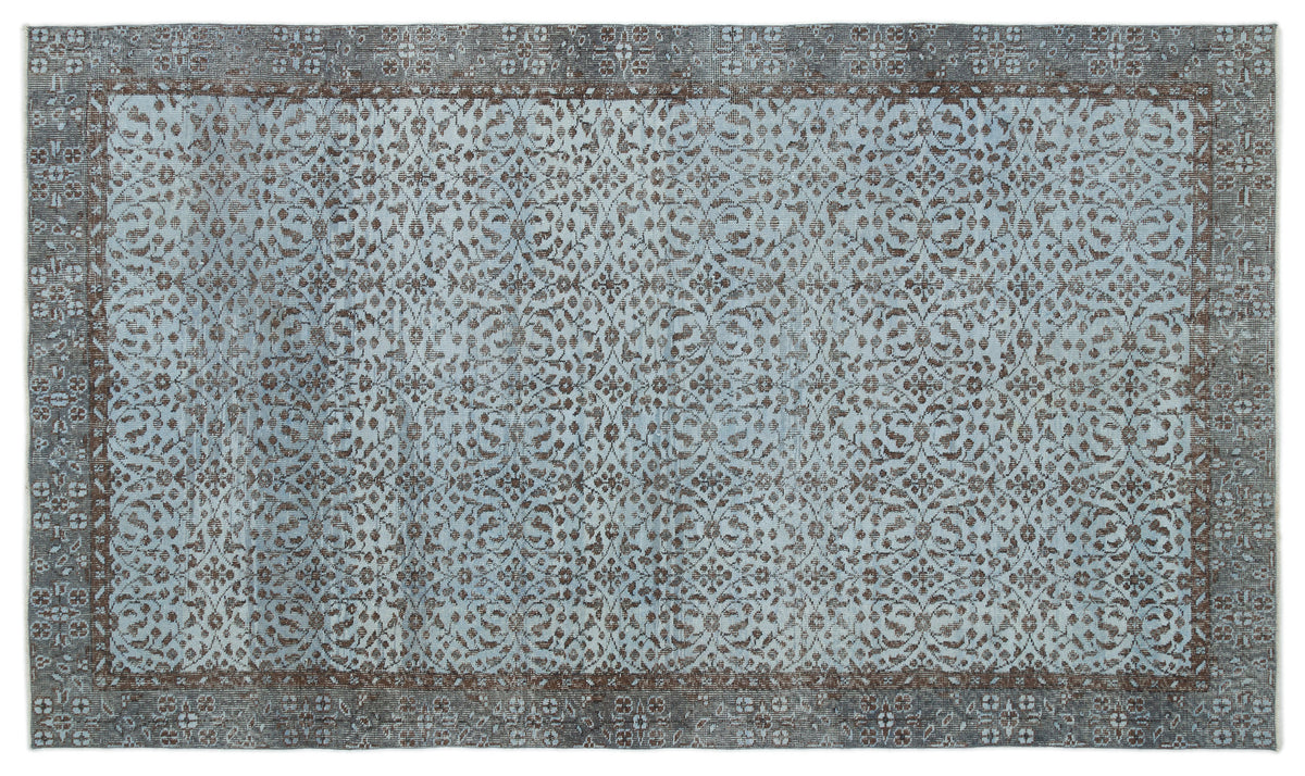 Blue Over Dyed Vintage Rug 5&#39;6&#39;&#39; x 9&#39;5&#39;&#39; ft 168 x 288 cm