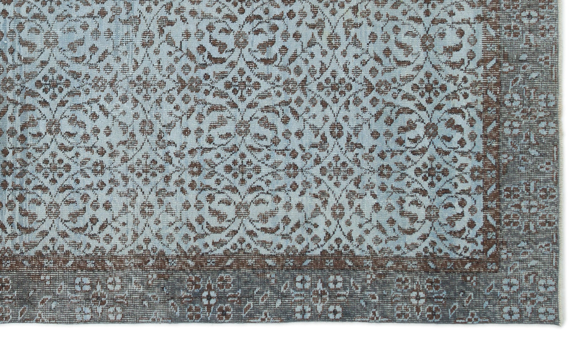 Blue Over Dyed Vintage Rug 5'6'' x 9'5'' ft 168 x 288 cm