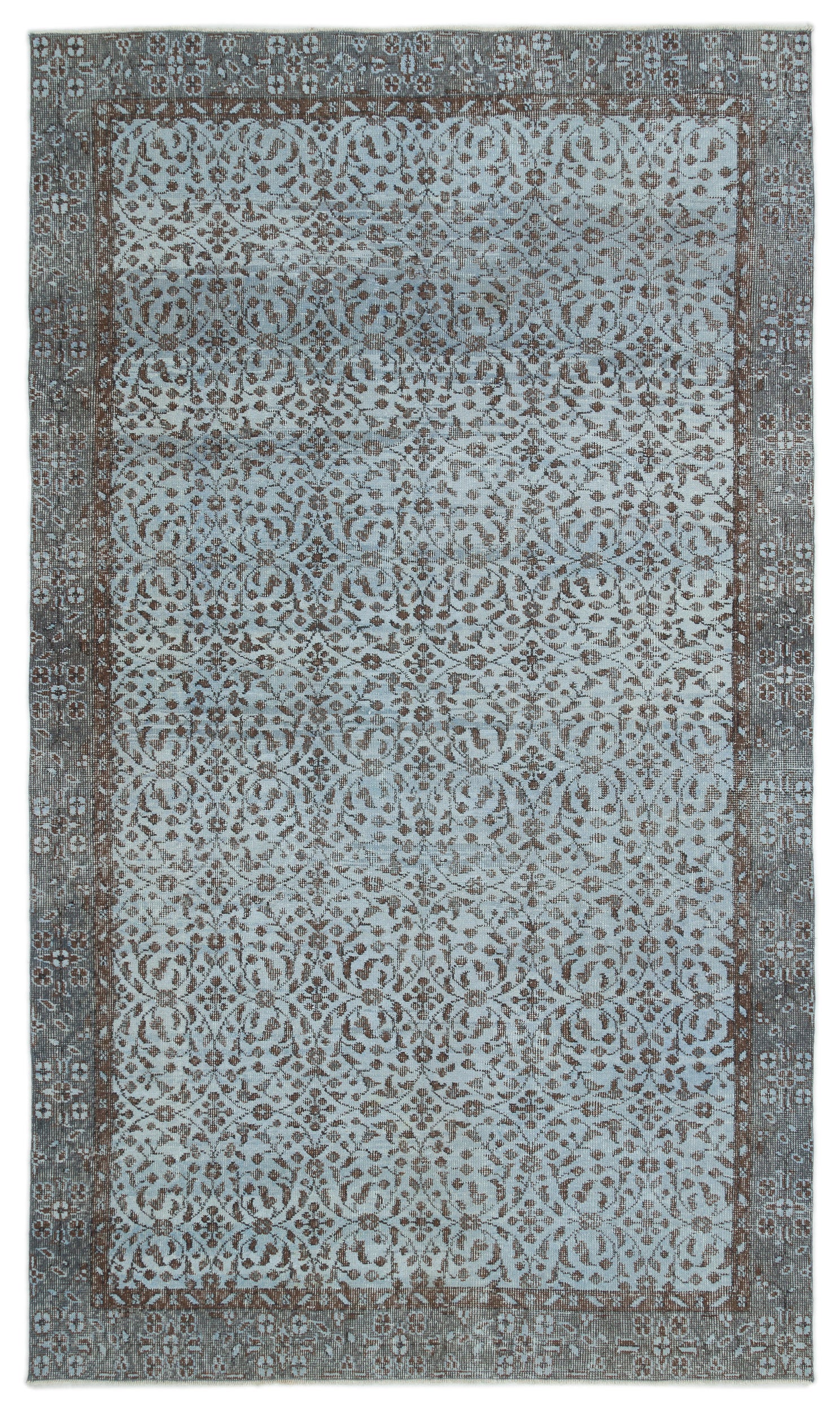 Blue Over Dyed Vintage Rug 5'6'' x 9'5'' ft 168 x 288 cm