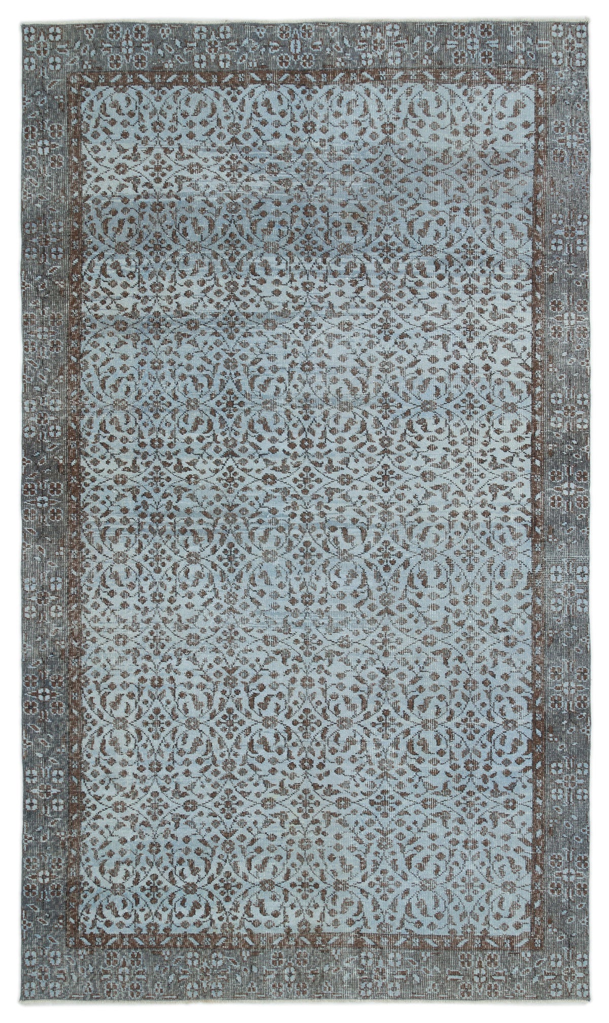 Blue Over Dyed Vintage Rug 5&#39;6&#39;&#39; x 9&#39;5&#39;&#39; ft 168 x 288 cm