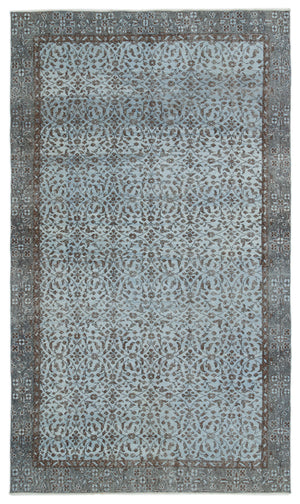 Blue Over Dyed Vintage Rug 5'6'' x 9'5'' ft 168 x 288 cm