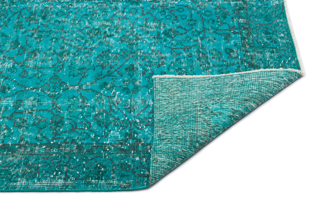 Turquoise  Over Dyed Vintage Rug 5&#39;3&#39;&#39; x 8&#39;4&#39;&#39; ft 161 x 255 cm