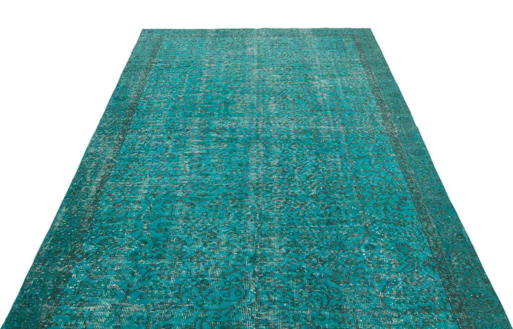Turquoise  Over Dyed Vintage Rug 5'3'' x 8'4'' ft 161 x 255 cm