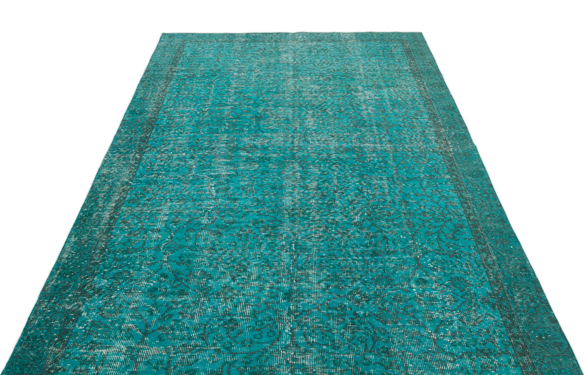 Turquoise  Over Dyed Vintage Rug 5&#39;3&#39;&#39; x 8&#39;4&#39;&#39; ft 161 x 255 cm