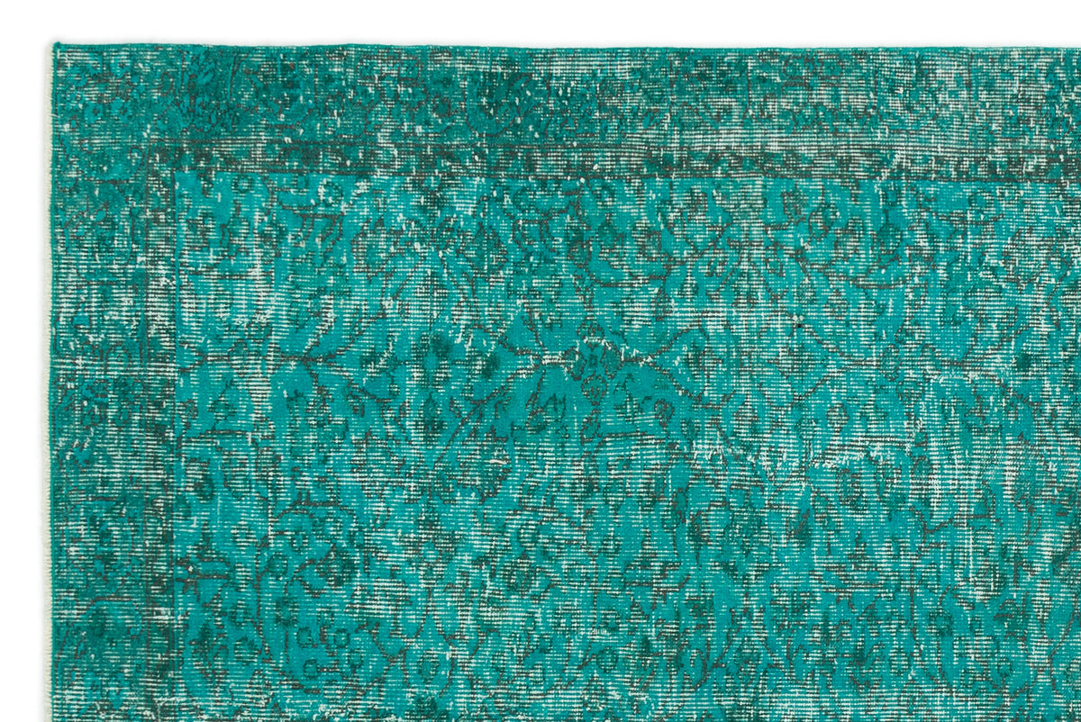 Turquoise  Over Dyed Vintage Rug 5&#39;3&#39;&#39; x 8&#39;4&#39;&#39; ft 161 x 255 cm