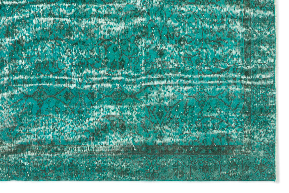 Turquoise  Over Dyed Vintage Rug 5&#39;3&#39;&#39; x 8&#39;4&#39;&#39; ft 161 x 255 cm