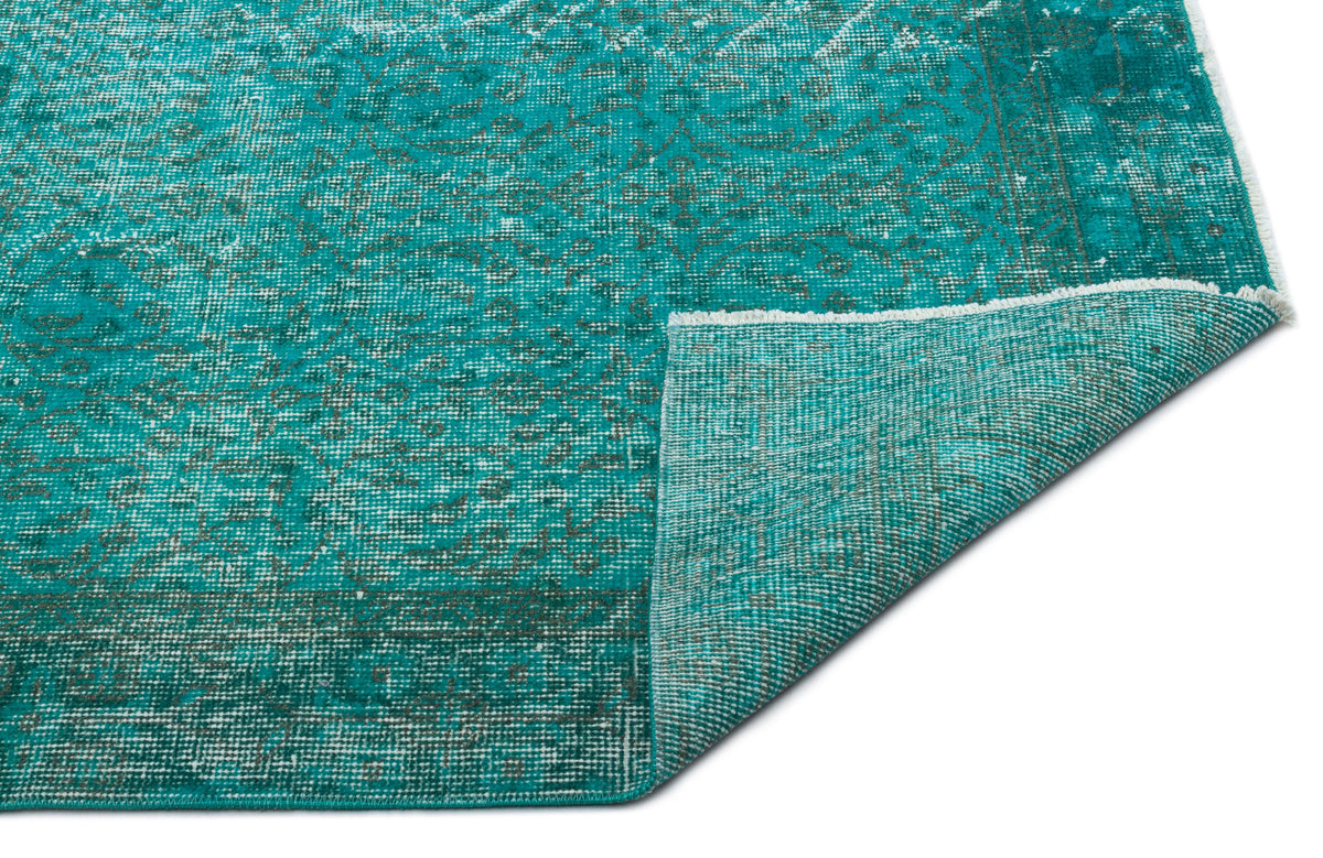Turquoise  Over Dyed Vintage Rug 5&#39;1&#39;&#39; x 8&#39;9&#39;&#39; ft 154 x 266 cm