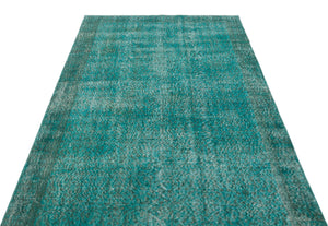 Turquoise  Over Dyed Vintage Rug 5'1'' x 8'9'' ft 154 x 266 cm