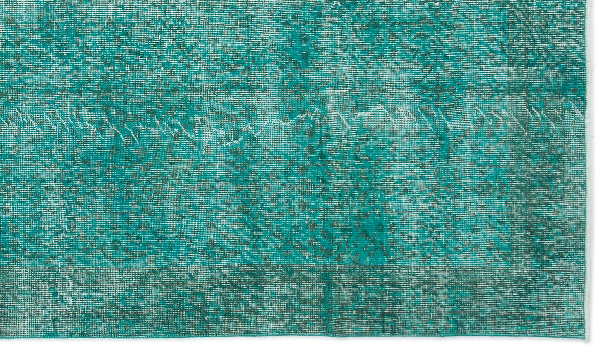 Turquoise  Over Dyed Vintage Rug 5&#39;1&#39;&#39; x 8&#39;9&#39;&#39; ft 154 x 266 cm