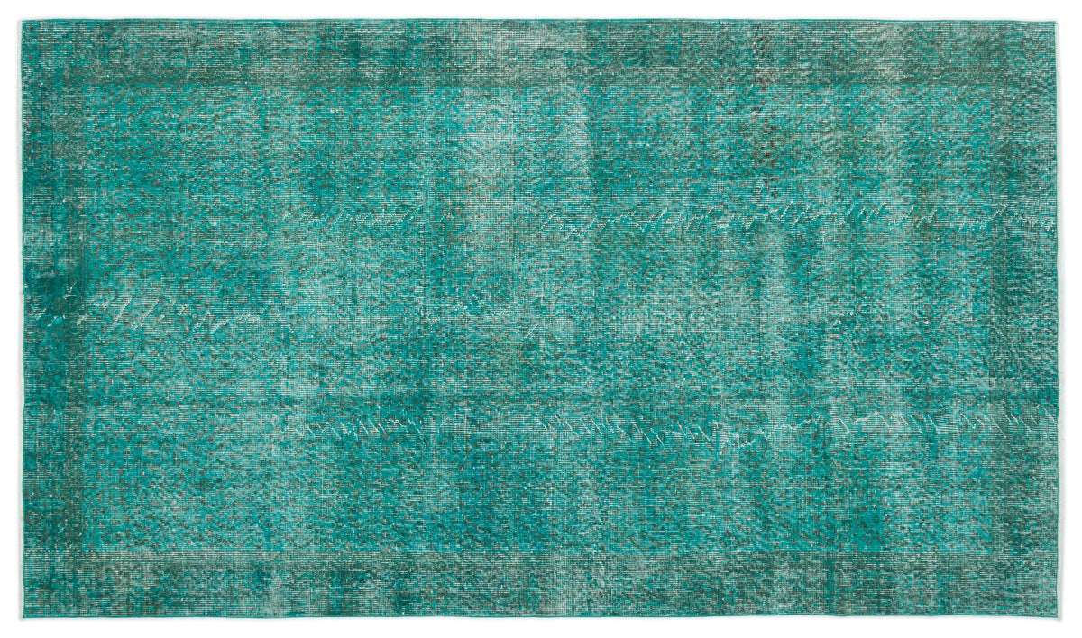 Turquoise  Over Dyed Vintage Rug 5&#39;1&#39;&#39; x 8&#39;9&#39;&#39; ft 154 x 266 cm