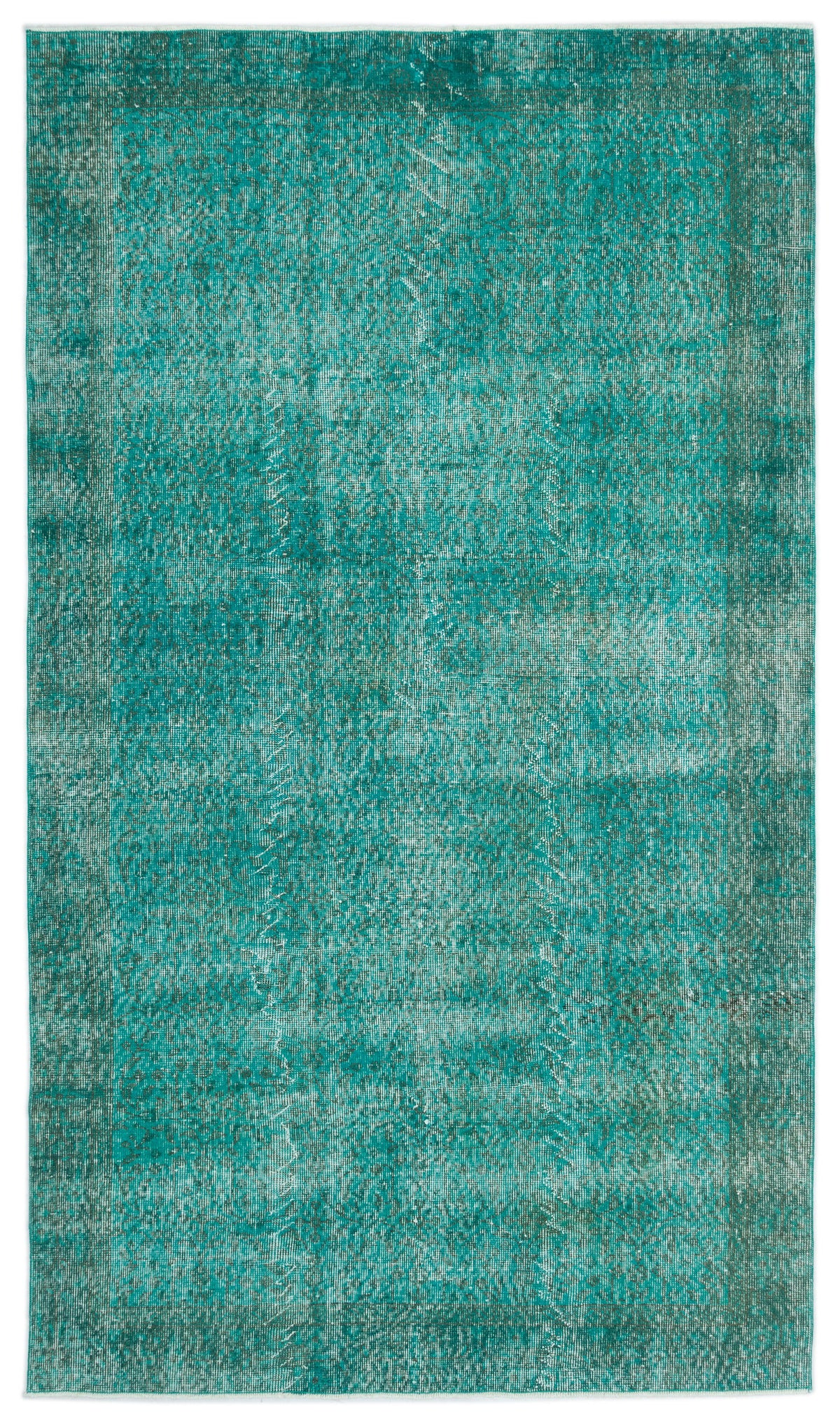Turquoise  Over Dyed Vintage Rug 5&#39;1&#39;&#39; x 8&#39;9&#39;&#39; ft 154 x 266 cm