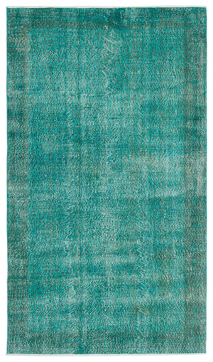 Turquoise  Over Dyed Vintage Rug 5'1'' x 8'9'' ft 154 x 266 cm