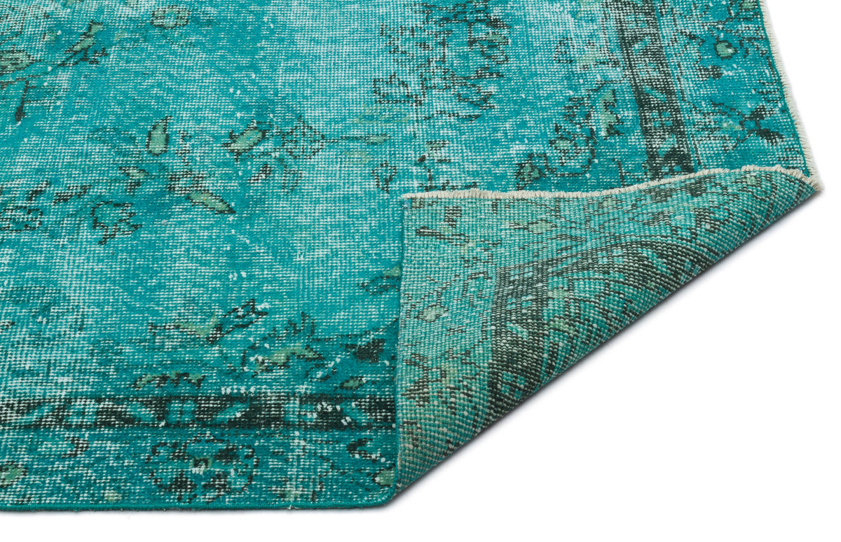 Turquoise  Over Dyed Vintage Rug 5&#39;7&#39;&#39; x 9&#39;8&#39;&#39; ft 170 x 294 cm