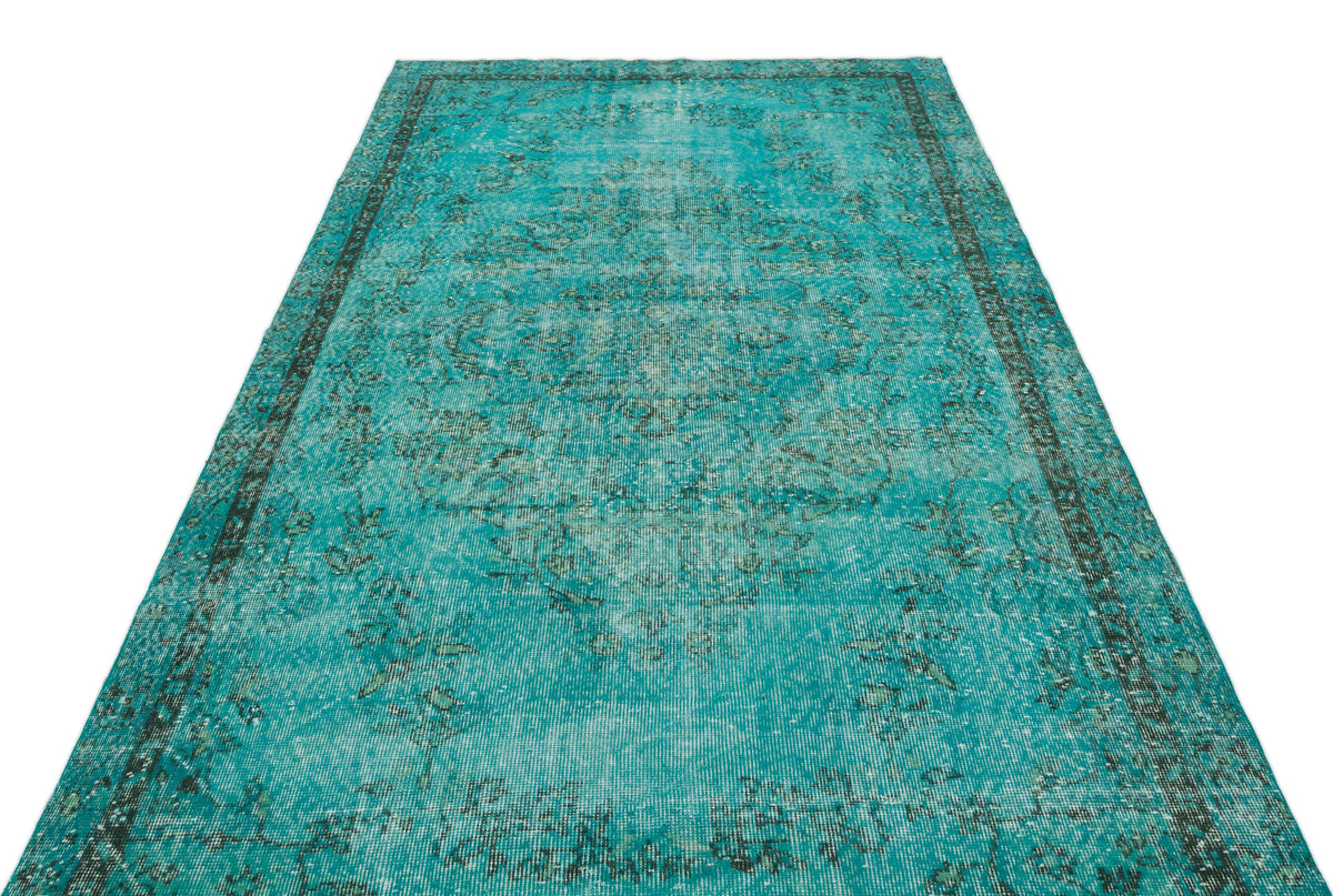 Turquoise  Over Dyed Vintage Rug 5&#39;7&#39;&#39; x 9&#39;8&#39;&#39; ft 170 x 294 cm