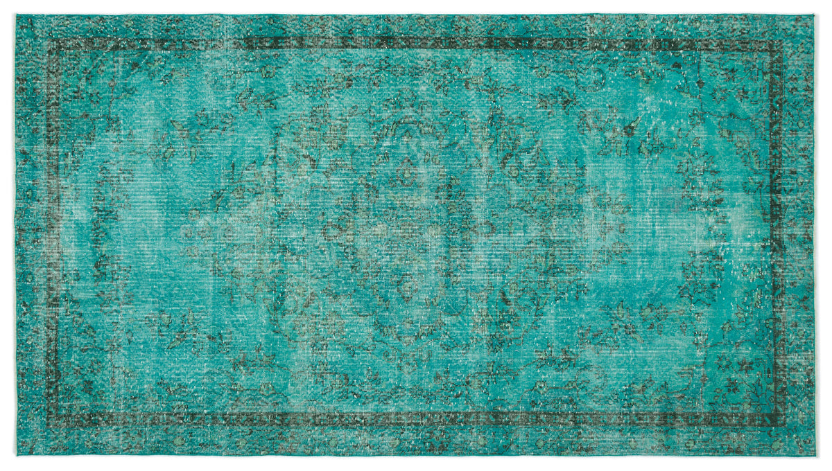 Turquoise  Over Dyed Vintage Rug 5&#39;7&#39;&#39; x 9&#39;8&#39;&#39; ft 170 x 294 cm