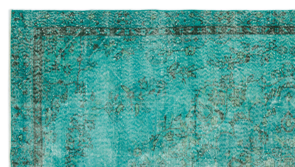 Turquoise  Over Dyed Vintage Rug 5&#39;7&#39;&#39; x 9&#39;8&#39;&#39; ft 170 x 294 cm
