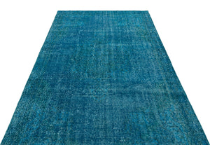 Turquoise  Over Dyed Vintage Rug 5'1'' x 8'6'' ft 156 x 260 cm