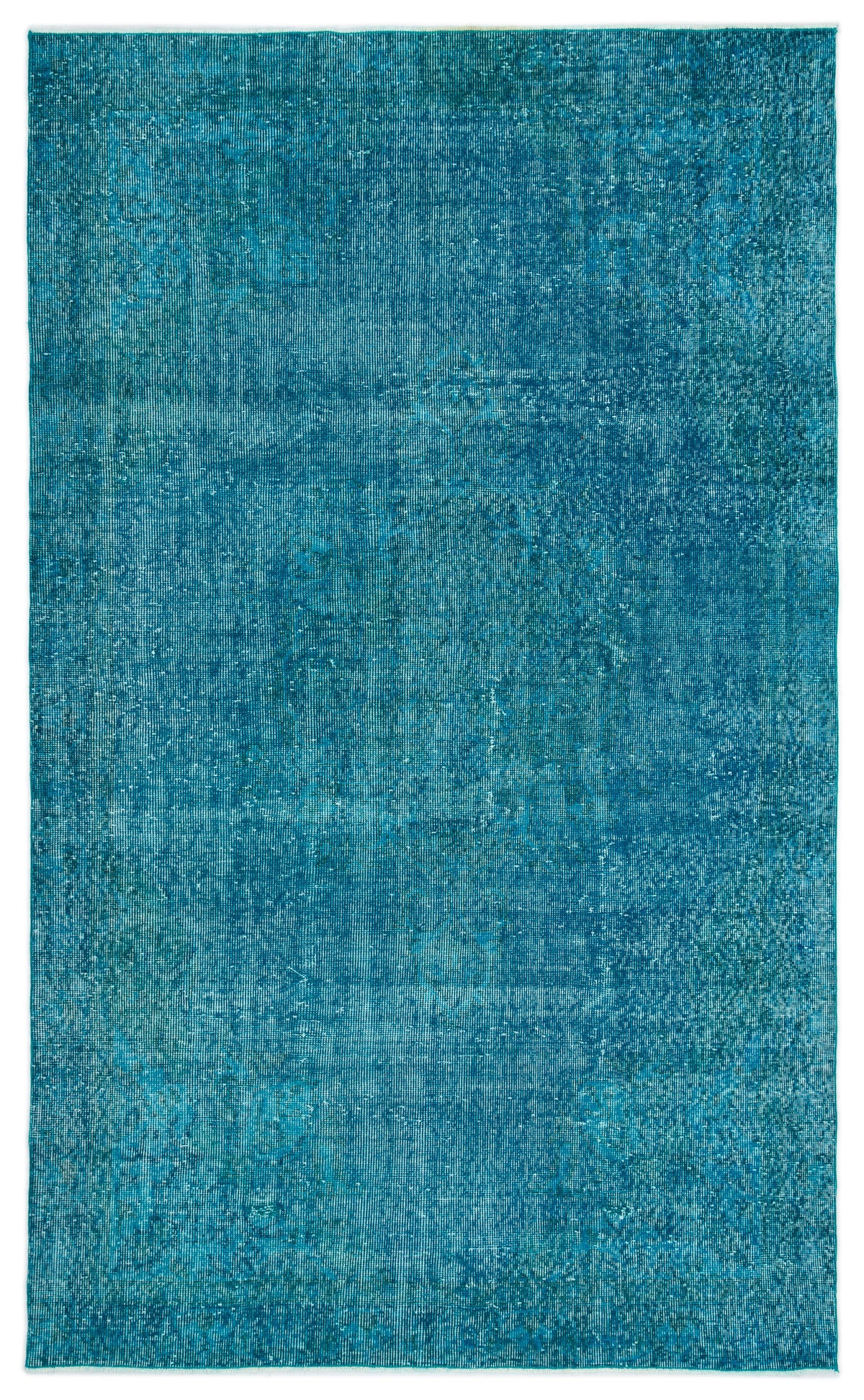 Turquoise  Over Dyed Vintage Rug 5&#39;1&#39;&#39; x 8&#39;6&#39;&#39; ft 156 x 260 cm