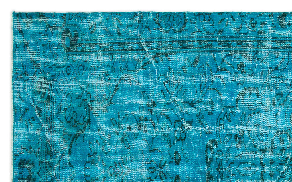 Turquoise  Over Dyed Vintage Rug 4'11'' x 7'10'' ft 150 x 238 cm
