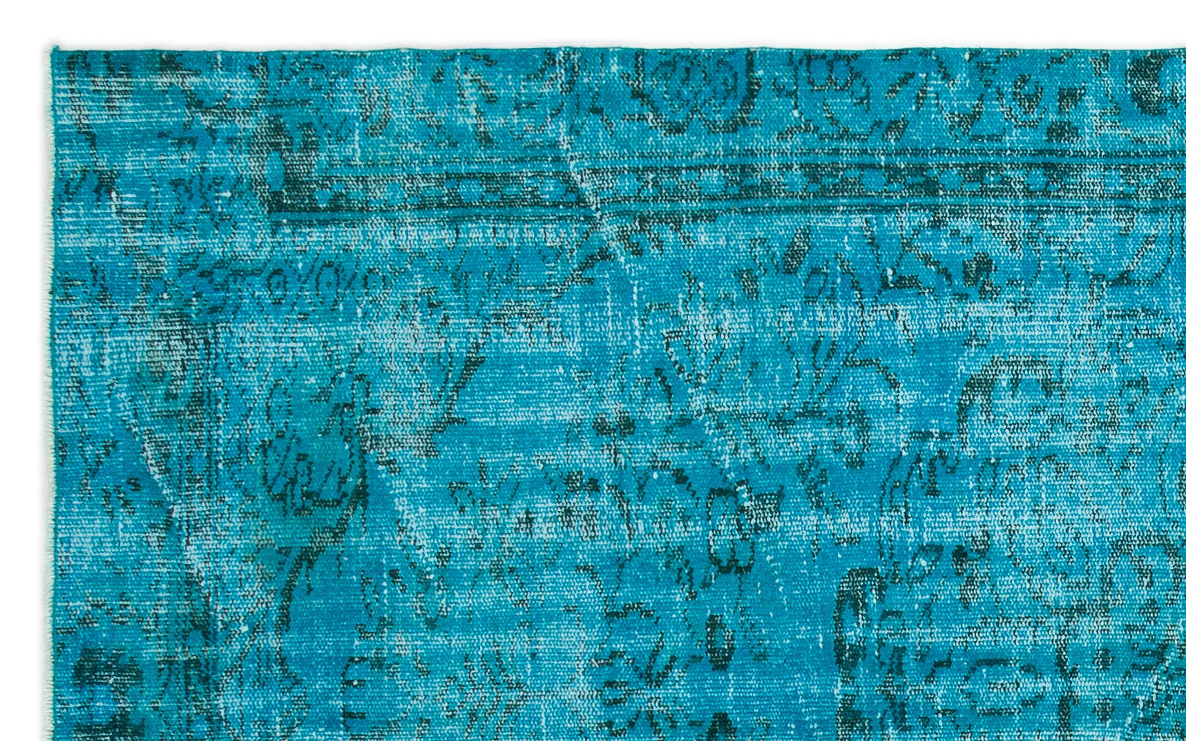 Turquoise  Over Dyed Vintage Rug 4'11'' x 7'10'' ft 150 x 238 cm