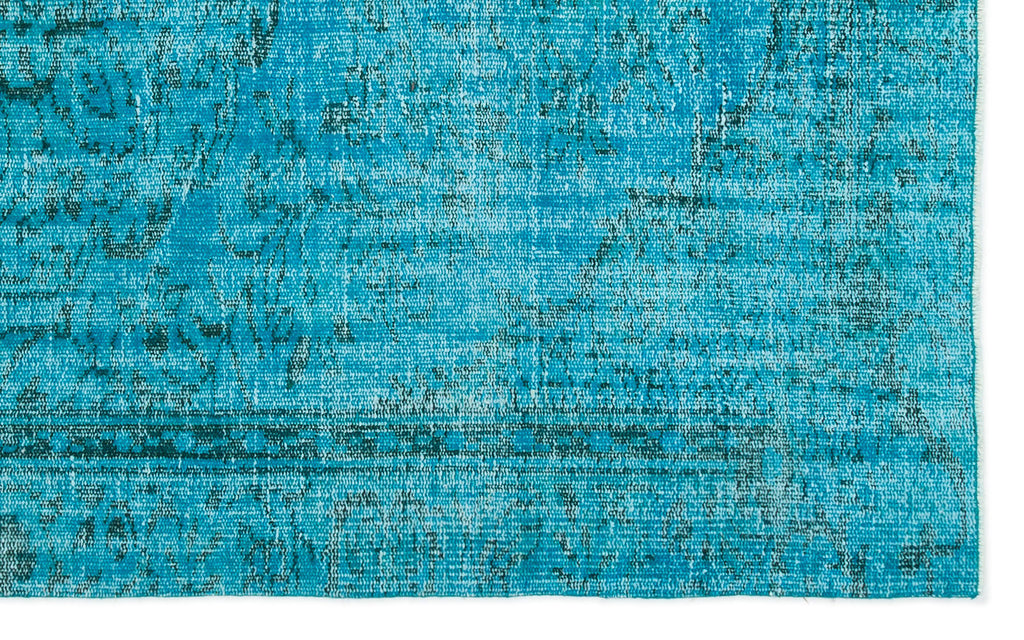 Turquoise  Over Dyed Vintage Rug 4'11'' x 7'10'' ft 150 x 238 cm