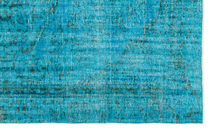 Turquoise  Over Dyed Vintage Rug 4'11'' x 7'10'' ft 150 x 238 cm