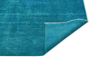 Turquoise  Over Dyed Vintage Rug 5'1'' x 8'2'' ft 155 x 250 cm
