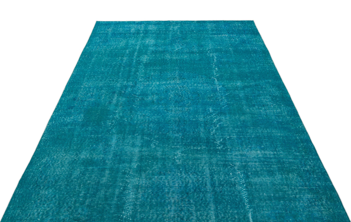 Turquoise  Over Dyed Vintage Rug 5&#39;1&#39;&#39; x 8&#39;2&#39;&#39; ft 155 x 250 cm