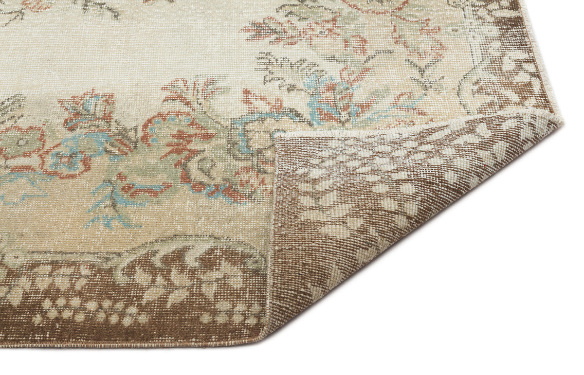 Beige Over Dyed Vintage Rug 5&#39;11&#39;&#39; x 9&#39;5&#39;&#39; ft 180 x 286 cm