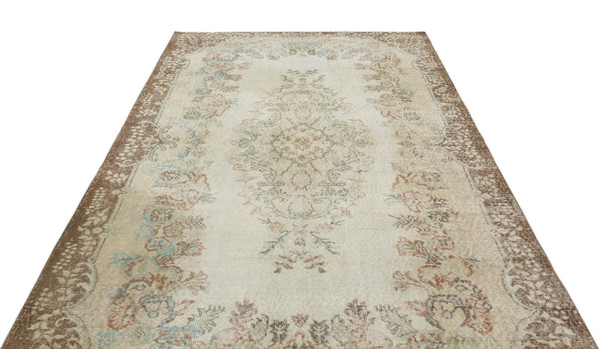 Beige Over Dyed Vintage Rug 5&#39;11&#39;&#39; x 9&#39;5&#39;&#39; ft 180 x 286 cm