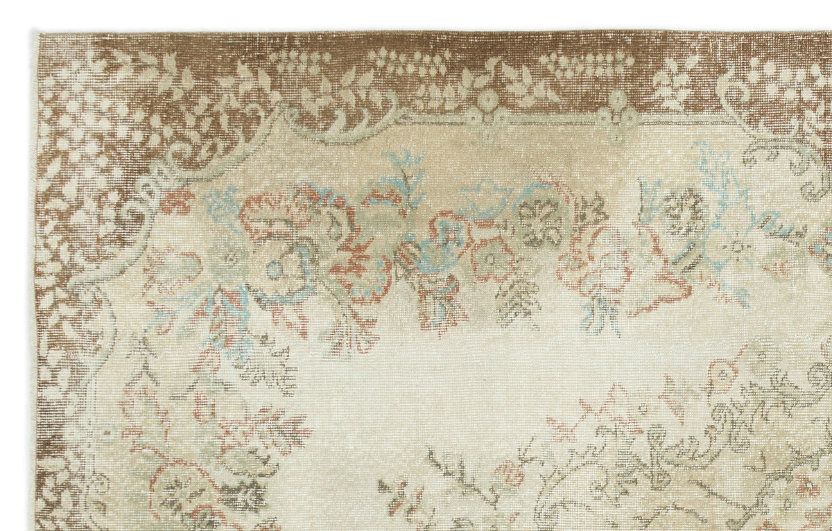Beige Over Dyed Vintage Rug 5&#39;11&#39;&#39; x 9&#39;5&#39;&#39; ft 180 x 286 cm